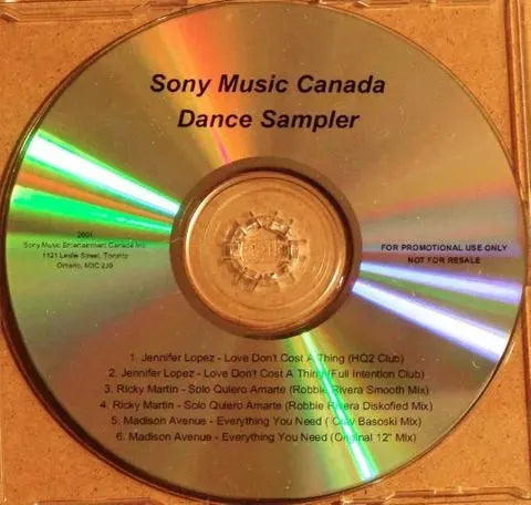 Various : Sony Music Canada Dance Sampler (CDr, Promo, Smplr)