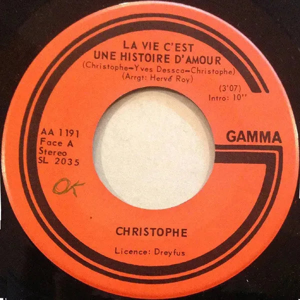 Christophe : La Vie C'Est Une Histoire D'Amour (7", Single)