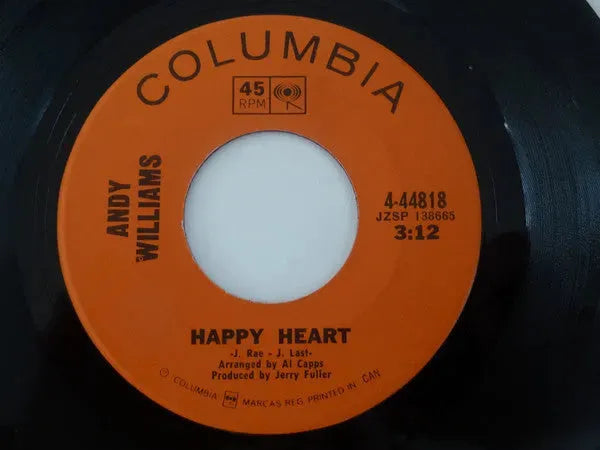 Andy Williams : Happy Heart (7", Single)