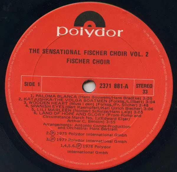 Fischer Chöre : The Sensational Fischer Choir Vol. 2 The Largest Choir In The World (LP, Album)