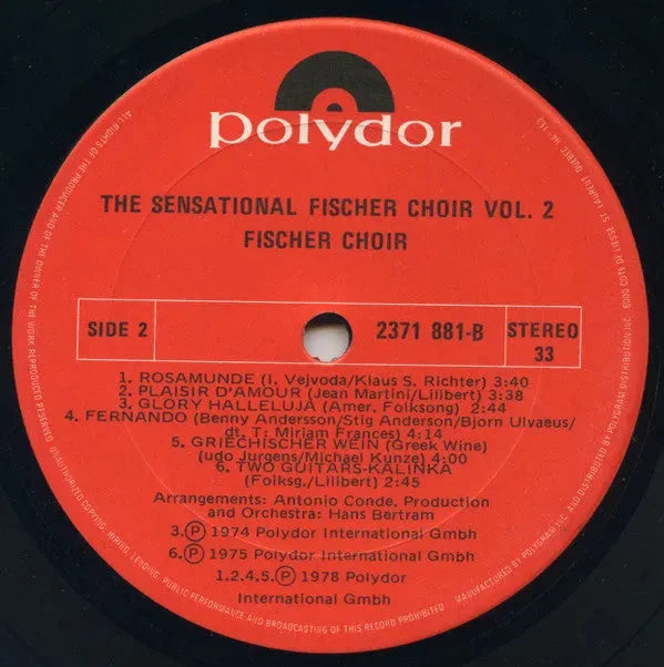 Fischer Chöre : The Sensational Fischer Choir Vol. 2 The Largest Choir In The World (LP, Album)