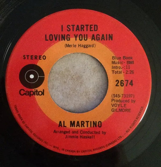 Al Martino : I Started Loving You Again (7", Single)