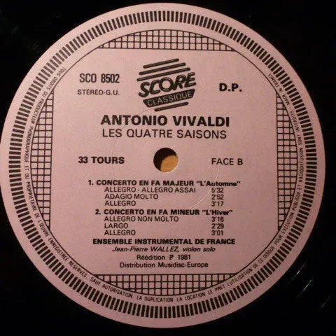 Antonio Vivaldi - Ensemble Instrumental De France, Jean-Pierre Wallez : Les Quatre Saisons (LP, RE)