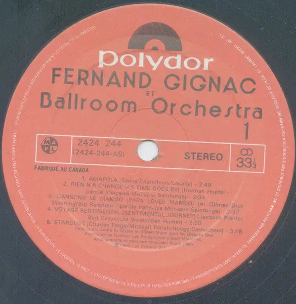 Fernand Gignac Et Ballroom Orchestra : Fernand Gignac Et Ballroom Orchestra (LP, Album, MAP)