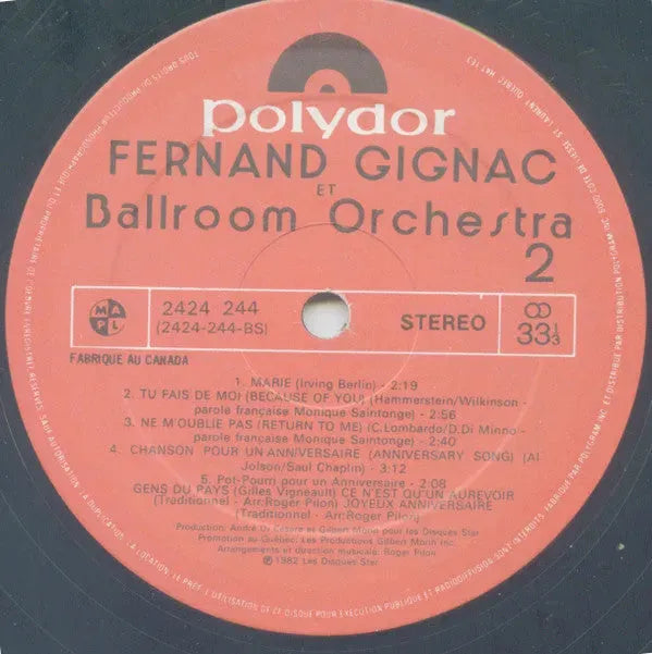 Fernand Gignac Et Ballroom Orchestra : Fernand Gignac Et Ballroom Orchestra (LP, Album, MAP)