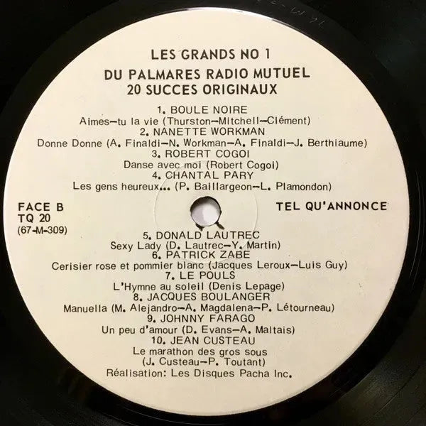 Various : Les Grands No.1 Du Palmares Radiomutuel : 20 Succès Originaux (LP, Comp)