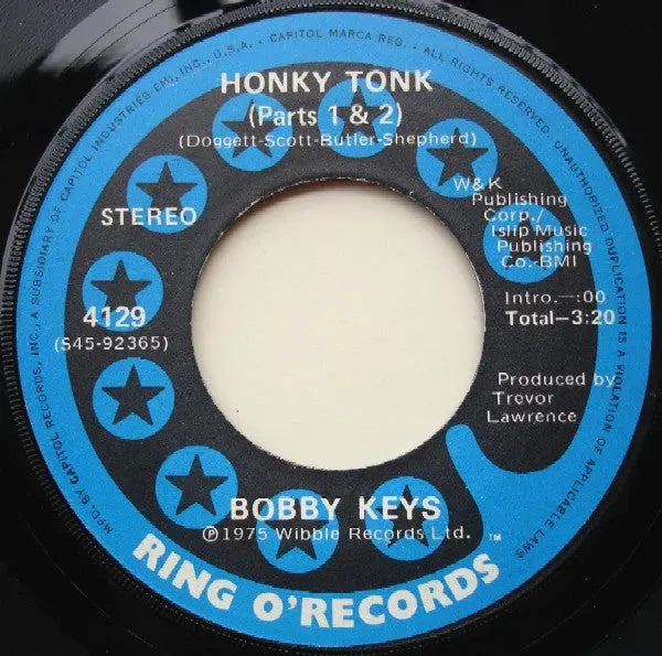 Bobby Keys : Gimmie The Key / Honky Tonk (Parts 1 & 2) (7")