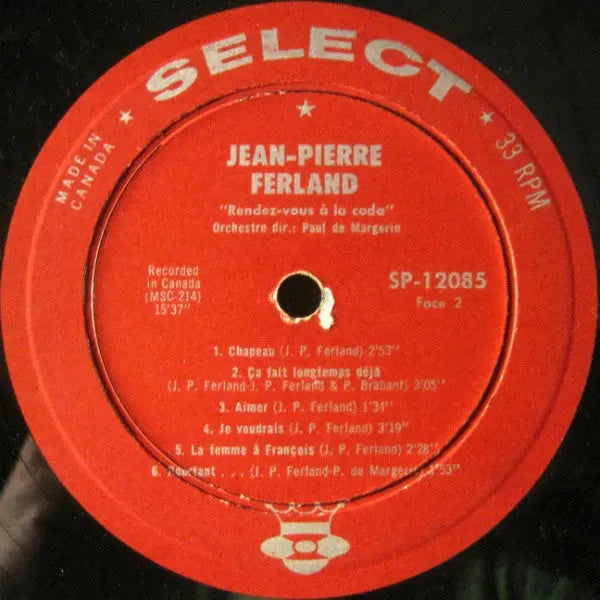 Jean-Pierre Ferland : Rendez-Vous À La Coda - Vol. 1 (LP, Album, Mono)