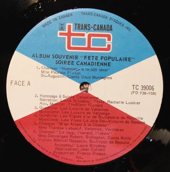 Various : Album Souvenir Fête Populaire Soirée Canadienne À L'occasion De La 500e Émission (LP, Comp)