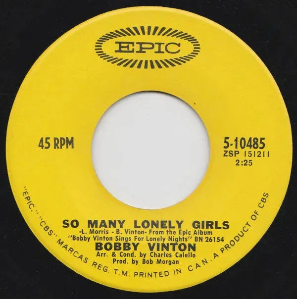 Bobby Vinton : The Days Of Sand And Shovels / So Many Lonely Girls (7", Single)