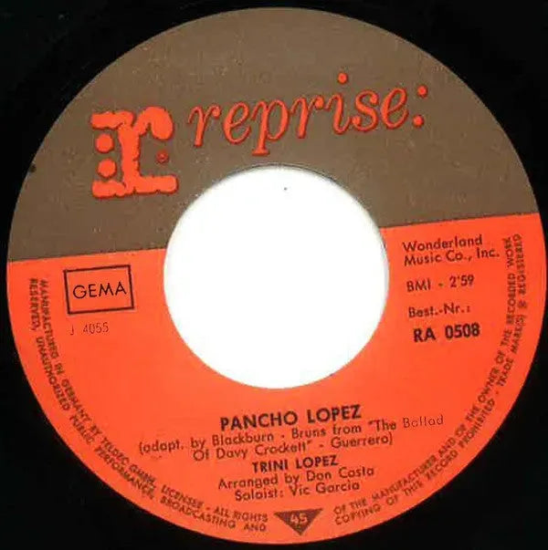 Trini Lopez : Pancho Lopez (7", Single)