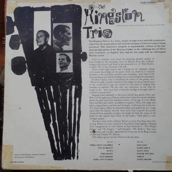 Kingston Trio : The Kingston Trio (LP, Album, Mono)