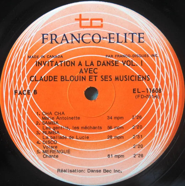 Claude Blouin : Invitation À La Danse, Volume 1 (LP, Album)