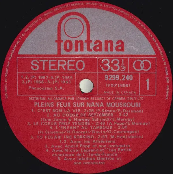 Nana Mouskouri : Pleins Feux Sur... (2xLP, Comp, Gat)