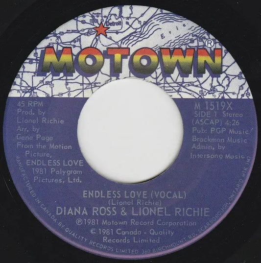 Diana Ross & Lionel Richie : Endless Love (7", Single)