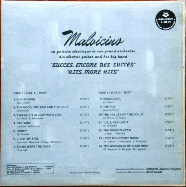 Malvicino* : Succès, Encore Des Succès / Hits, More Hits (LP, Album)