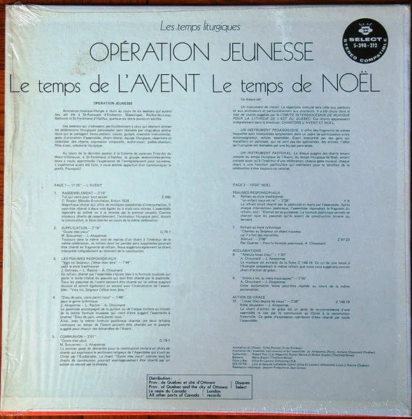 Various : Opération Jeunesse: Le Temps De L'Avent / Le Temps De Noël (LP, Album)