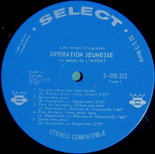 Various : Opération Jeunesse: Le Temps De L'Avent / Le Temps De Noël (LP, Album)