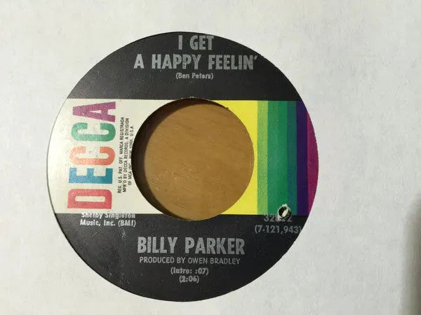 Billy Parker (4) : I Get A Happy Feelin' (7", Single)