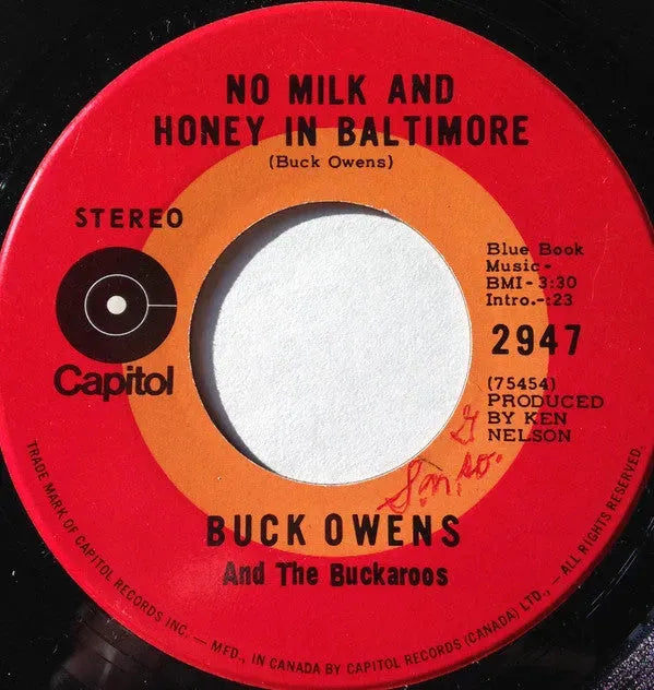 Buck Owens And His Buckaroos : No Milk And Honey In Baltimore (7")