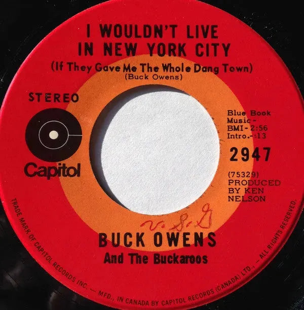 Buck Owens And His Buckaroos : No Milk And Honey In Baltimore (7")