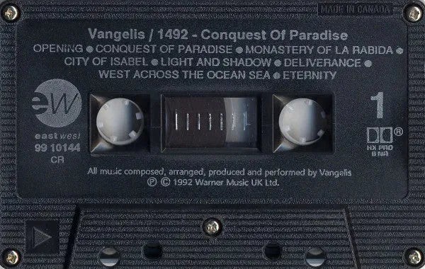 Vangelis : 1492 – Conquest Of Paradise (Music From The Original Soundtrack) (Cass, Album, Dol)