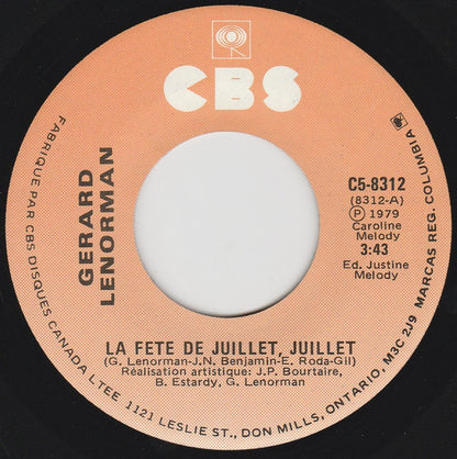 Gerard Lenorman* : La Fete De Juillet, Juillet (7", Single)