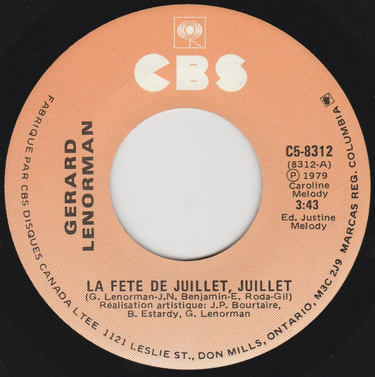 Gerard Lenorman* : La Fete De Juillet, Juillet (7", Single)