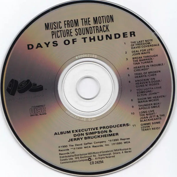 Various : Days Of Thunder (Music From The Motion Picture Soundtrack) (CD, Comp)