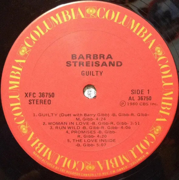 Barbra Streisand : Guilty (LP, Album, Gat)