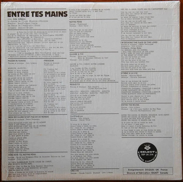 John Littleton : Entre Tes Mains (LP, Album)