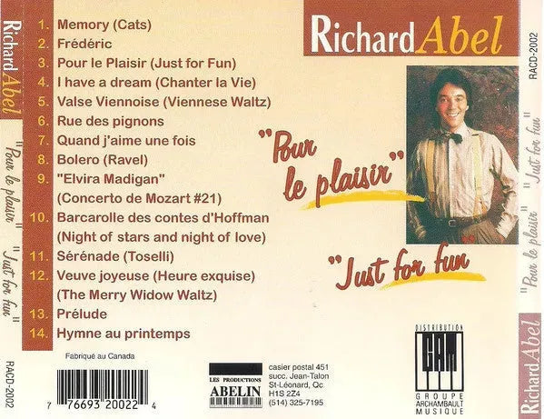 Richard Abel : Pour Le Plaisir - Just For Fun (CD, Album)