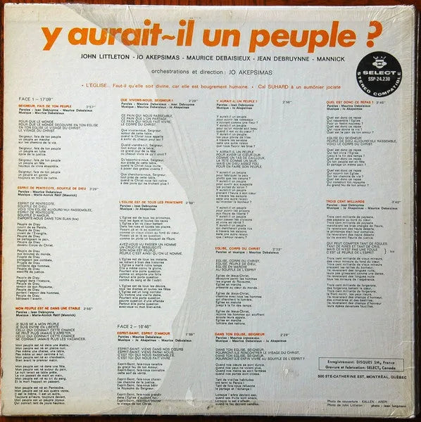 John Littleton, Jo Akepsimas, Maurice Debaisieux : Y Aurait-Il Un Peuple ? (LP, Album)