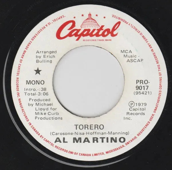 Al Martino : Torero (7", Single, Promo)