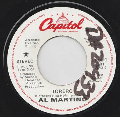 Al Martino : Torero (7", Single, Promo)