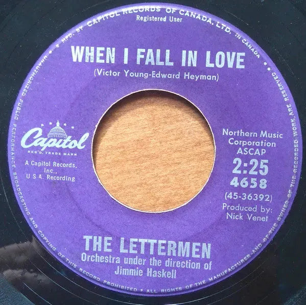 The Lettermen : When I Fall In Love (7", Single)