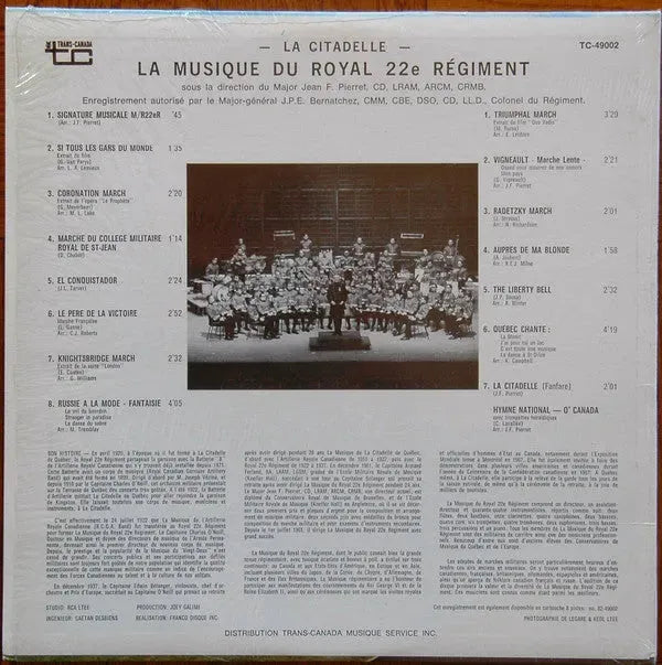 La Musique Du 22e Régiment : La Citadelle (LP, Album)