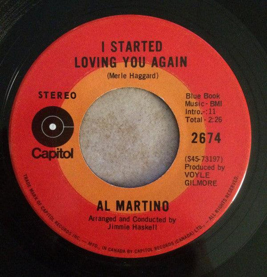 Al Martino - I Started Loving You Again (7", Single) - 75music