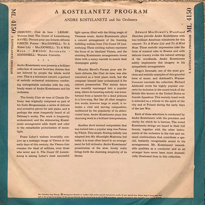 André Kostelanetz And His Orchestra - A Kostelanetz Program (LP, Mono, ʟᴀ ) - 75music