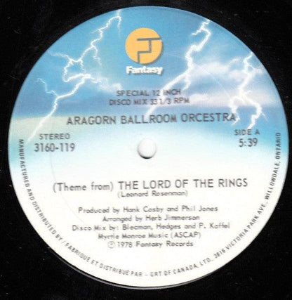 Aragorn Ballroom Orcestra* - (Theme From) The Lord Of The Rings (12", Single) - 75music