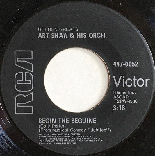 Artie Shaw And His Orchestra - Begin The Beguine / Temptation (7", Single, RE) - 75music