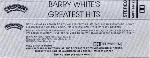 Barry White - Barry White's Greatest Hits (Cass, Comp, Dol) - 75music