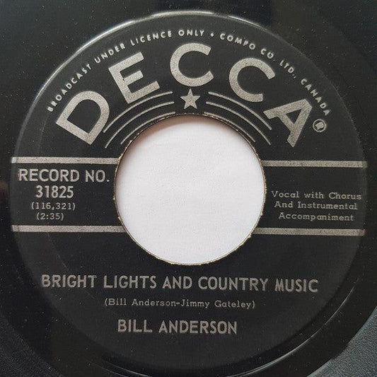 Bill Anderson - Bright Lights And Country Music (7", Single) - 75music
