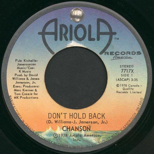 Chanson - Don't Hold Back / Did You Ever (7", Single) - 75music