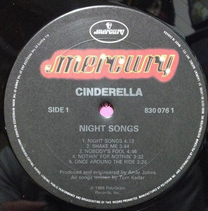 Cinderella - Night Songs (LP, Album, Bla) - 75music
