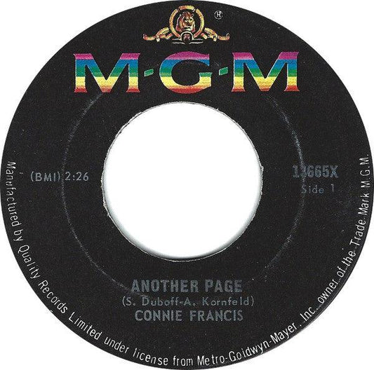 Connie Francis - Another Page (7", Single) - 75music