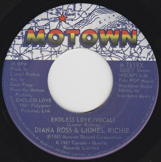 Diana Ross & Lionel Richie - Endless Love (7", Single) - 75music
