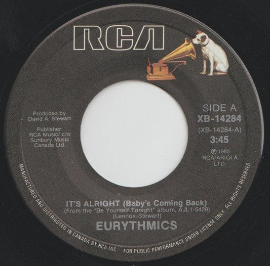 Eurythmics - It's Alright (Baby's Coming Back) (7", Single) - 75music
