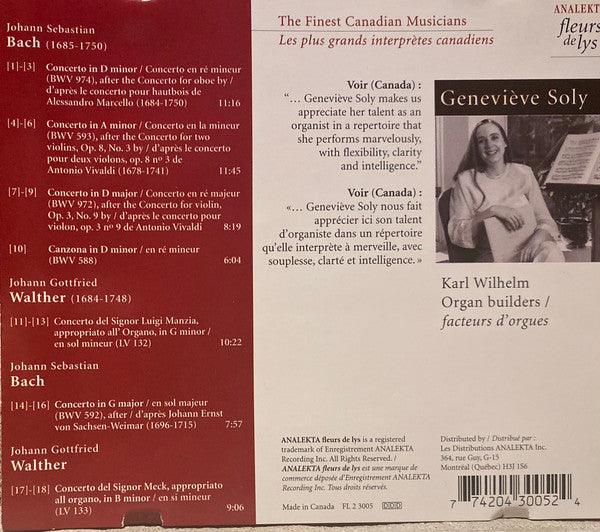 Geneviève Soly, Johann Sebastian Bach, Johann Gottfried Walther - Bach Walther Concertos Trasncribed for the keyboard (CD, Album) - 75music