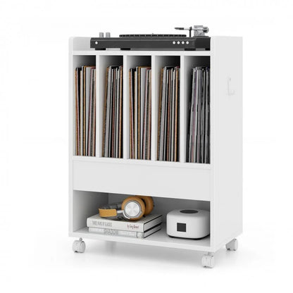 Record Rolling Turntable Player Stand with Drawer